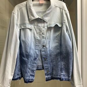 Laurie Felt Ombre Denim Jacket in Light Blue and Dark Blue XL - EUC